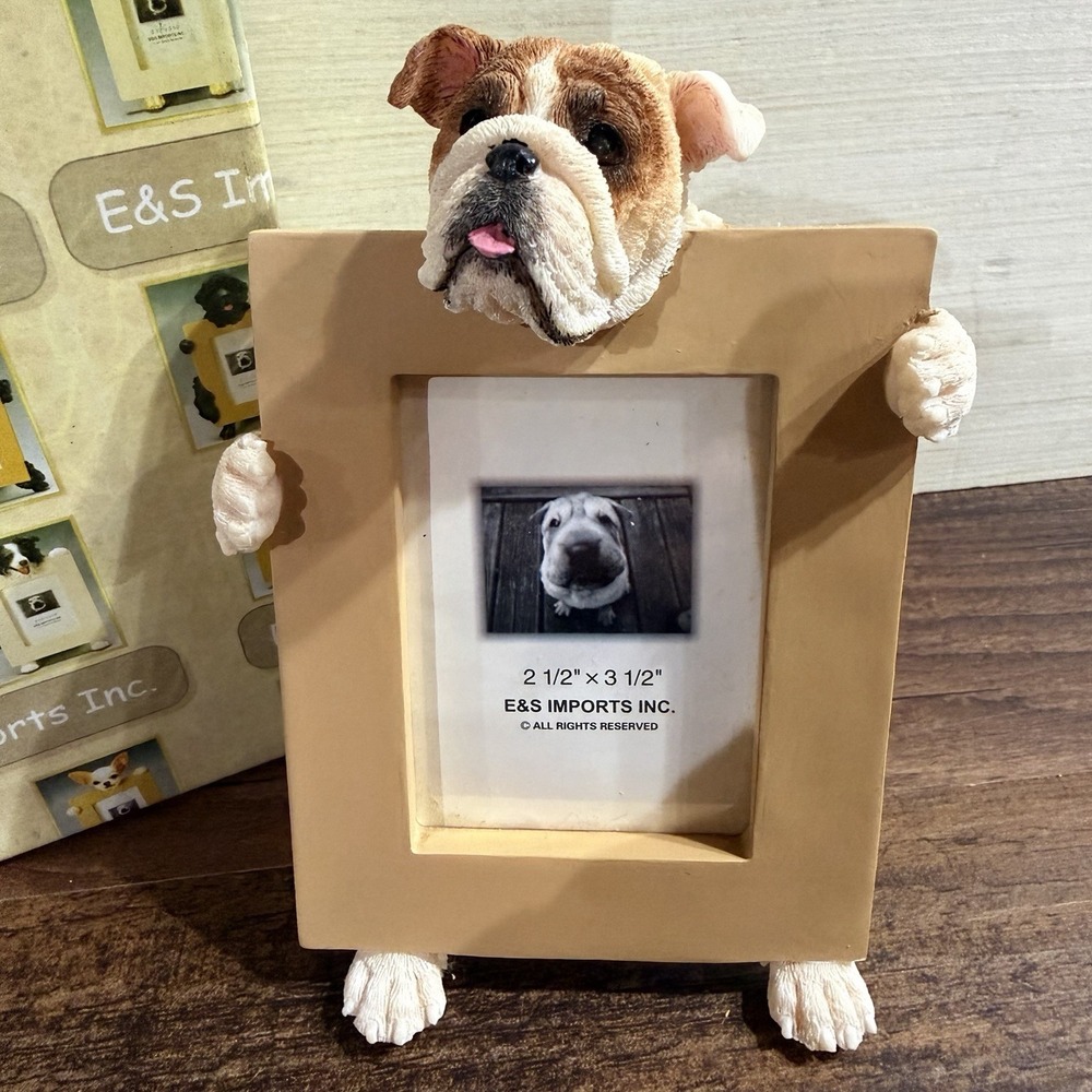 NOS Bulldog 3-D Desk Top Photo Frame For 2"X3" E&S Imports NEW In Box